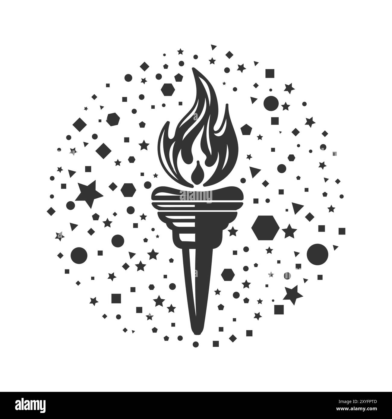 Fiamma di fuoco vintage retro Burning Torch per il design di illustrazione dell'energia sportiva Illustrazione Vettoriale