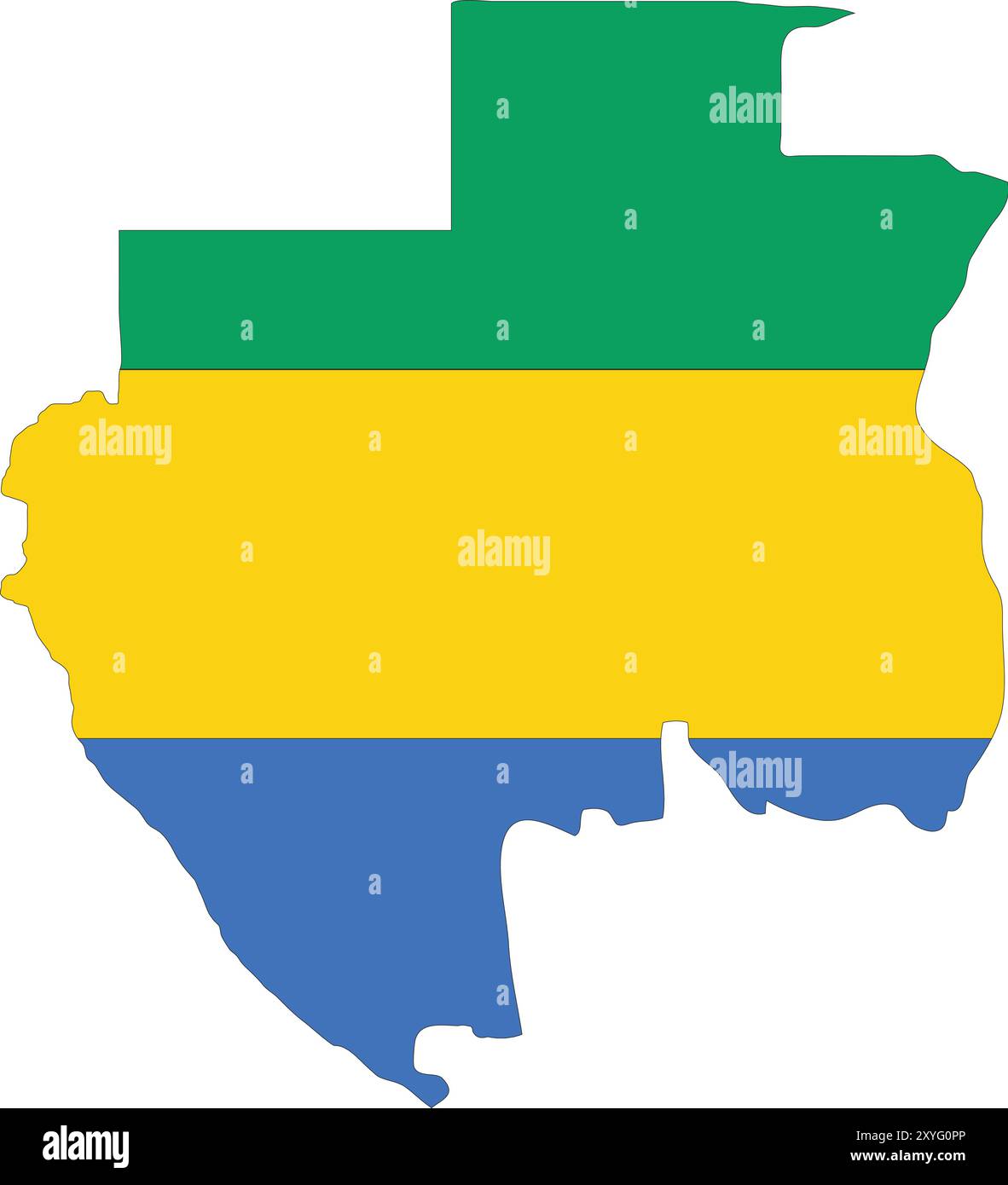 Gabon Flag in Map, Gabon Map with Flag, Country Map, Gabon Map with Flag, Nation Flag Gabon Illustrazione Vettoriale