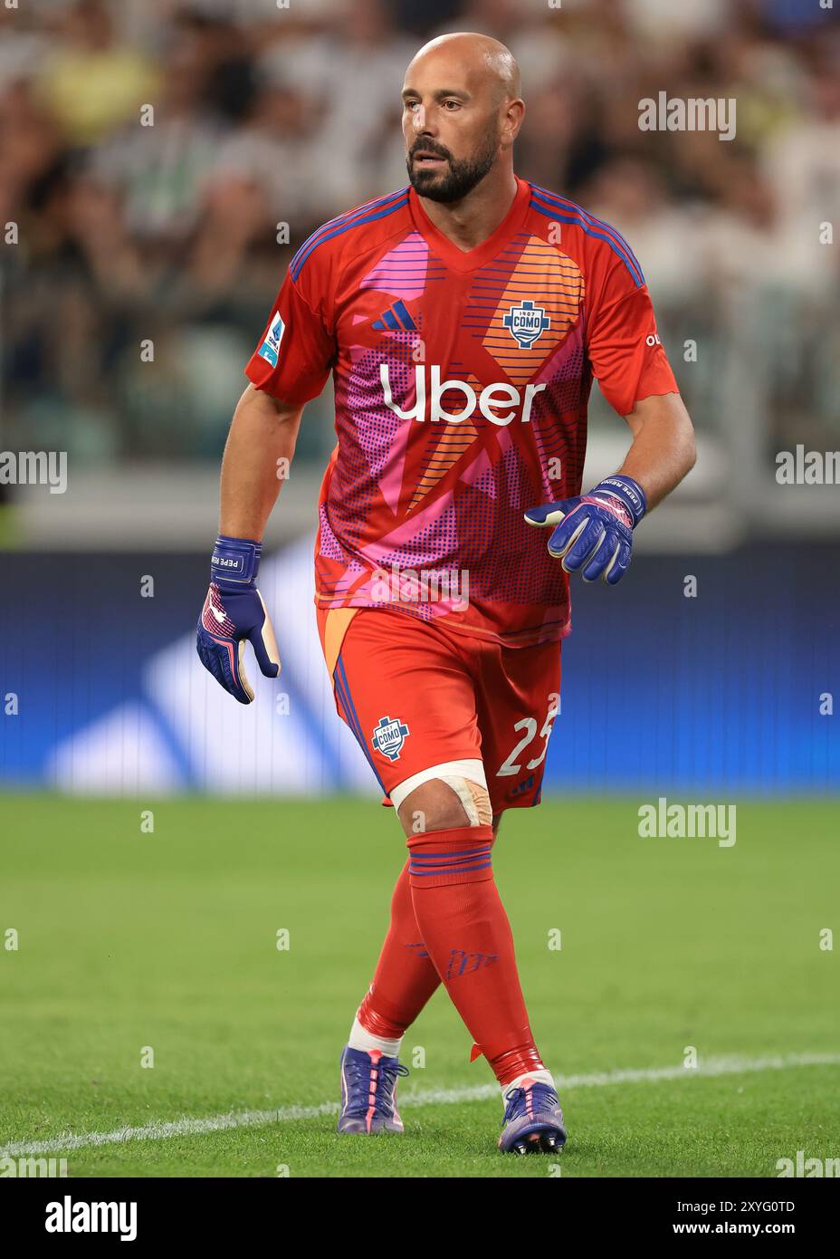 Torino, Italia. 19 agosto 2024. Pepe Reina di Como 1907 durante la partita di serie A allo Stadio Allianz di Torino. Il credito per immagini dovrebbe essere: Jonathan Moscrop/Sportimage Credit: Sportimage Ltd/Alamy Live News Foto Stock