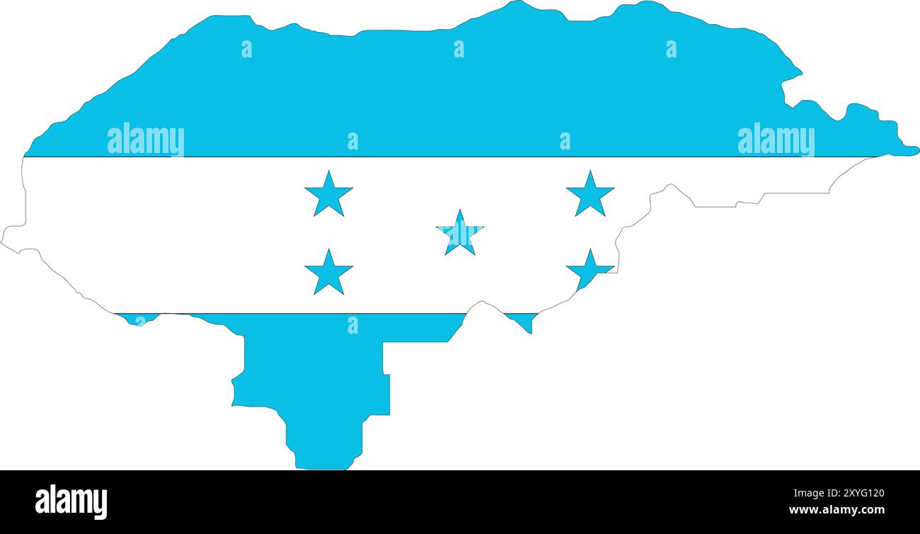 Honduras Flag in Mappa, Honduras Map with Flag, Country Map, Honduras Map with Flag, Nation Flag Honduras Illustrazione Vettoriale