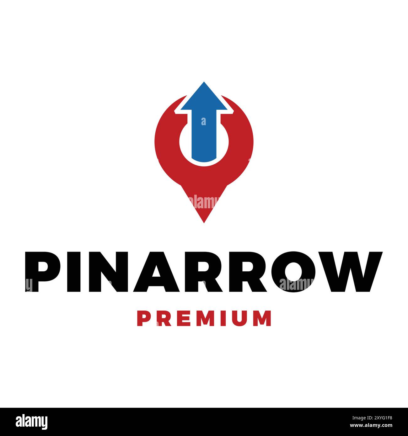 Disegno illustrazione modello logo vettoriale con freccia su icona freccia puntina Illustrazione Vettoriale