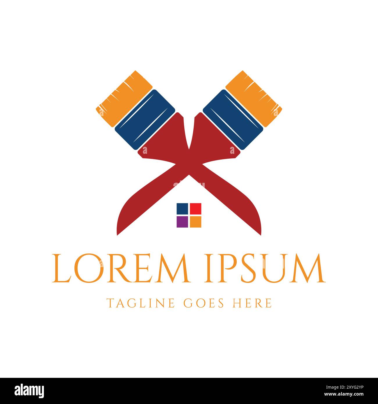 Colorato cromato Paintbrush House for Paint Renovation Service icona illustrazione Design Vector Illustrazione Vettoriale