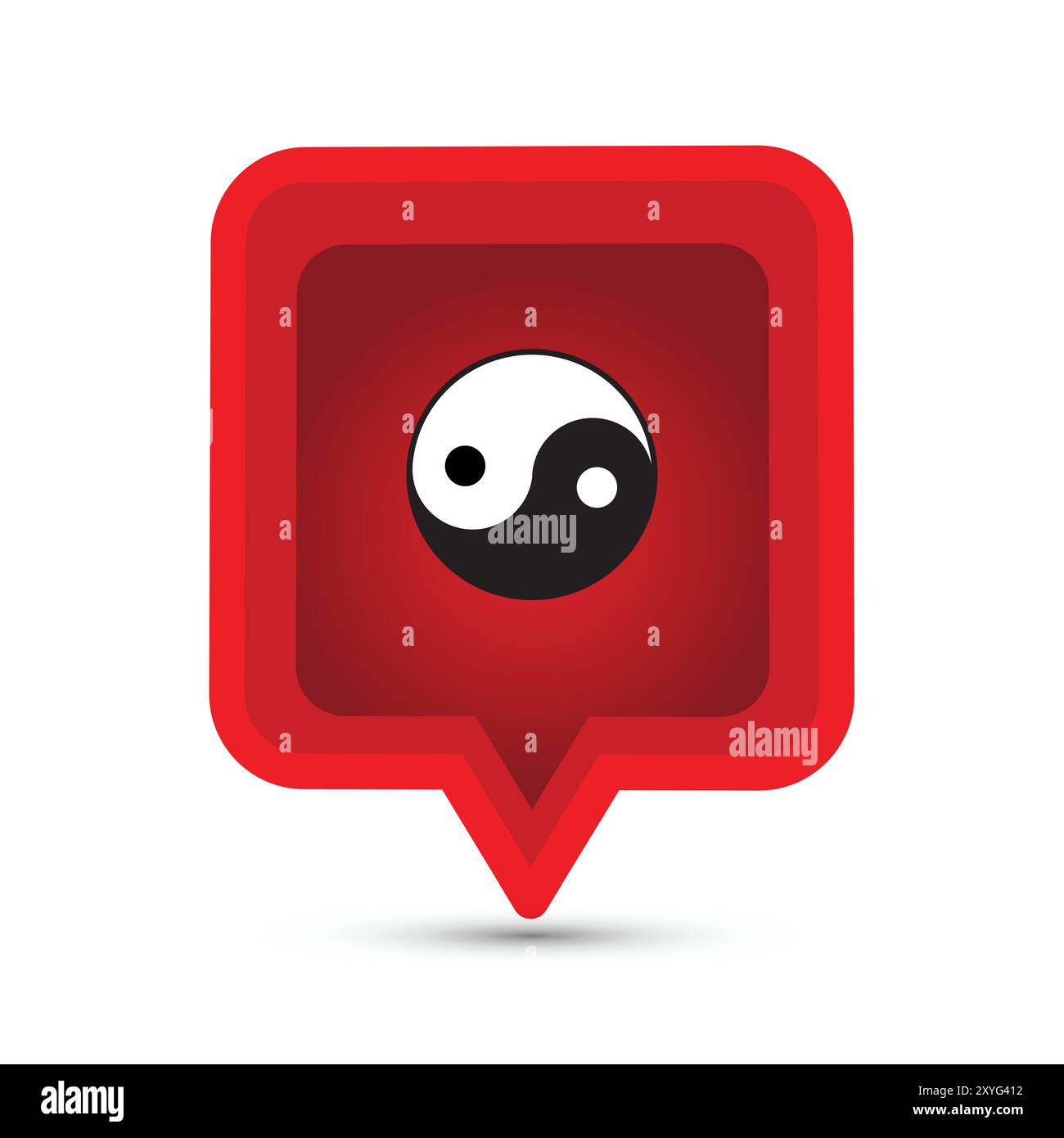 Bolla rossa con il simbolo yin yang Illustrazione Vettoriale