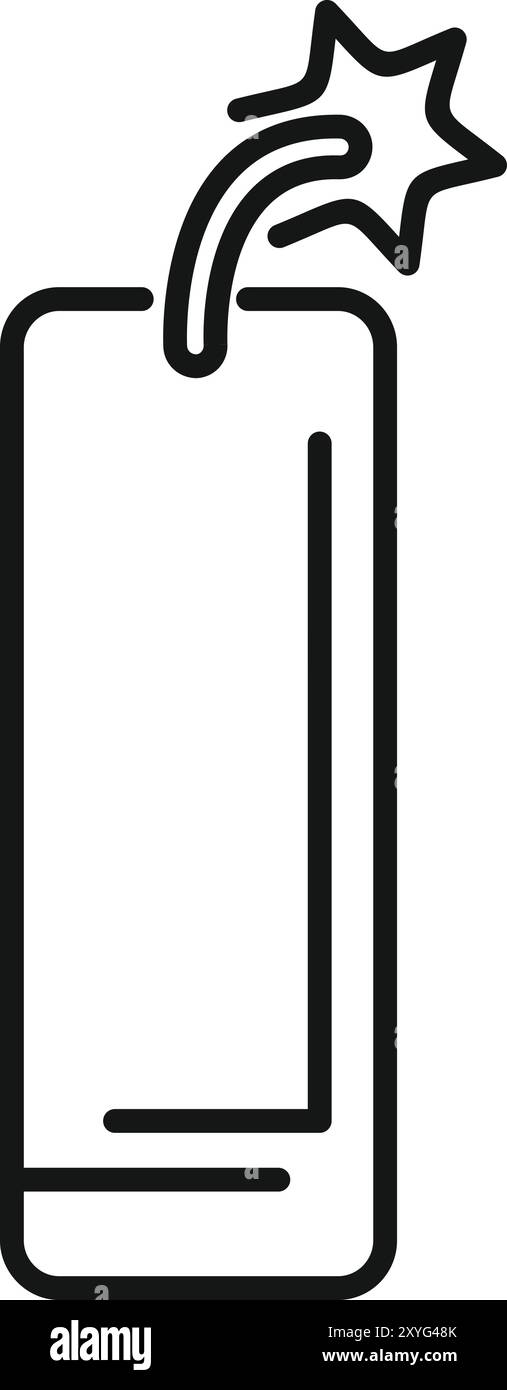 Semplice icona lineare di una barra di dinamite illuminata, che cattura l'essenza del pericolo e dell'esplosione Illustrazione Vettoriale