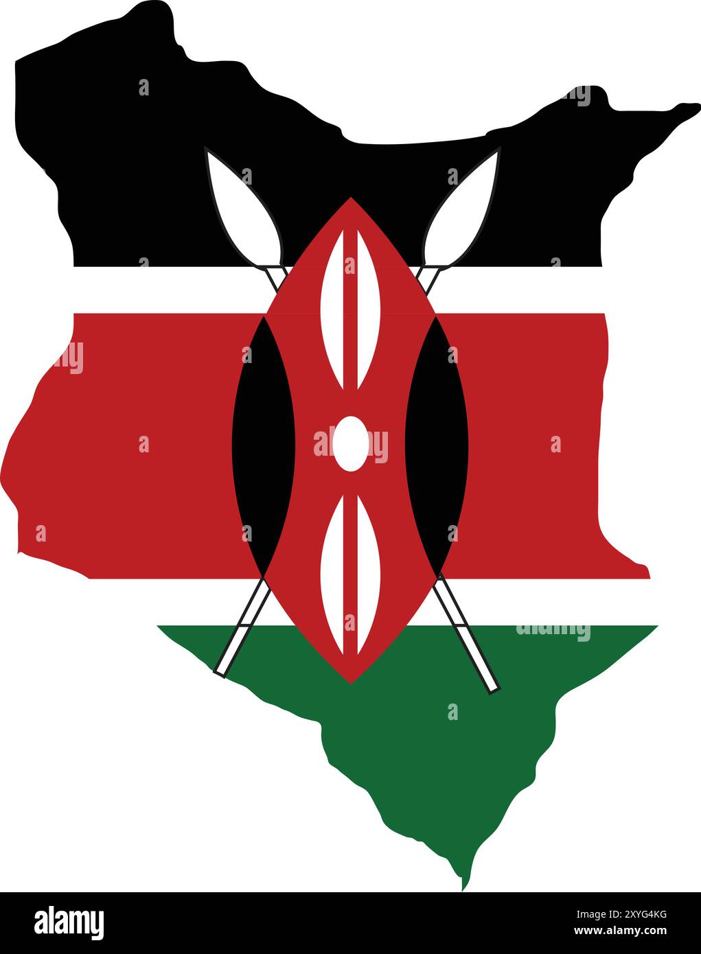 Kenya Flag in Mappa, Kenya Mappa con bandiera, Mappa Paese, Kenya Mappa con bandiera, Nation Flag Kenya Illustrazione Vettoriale