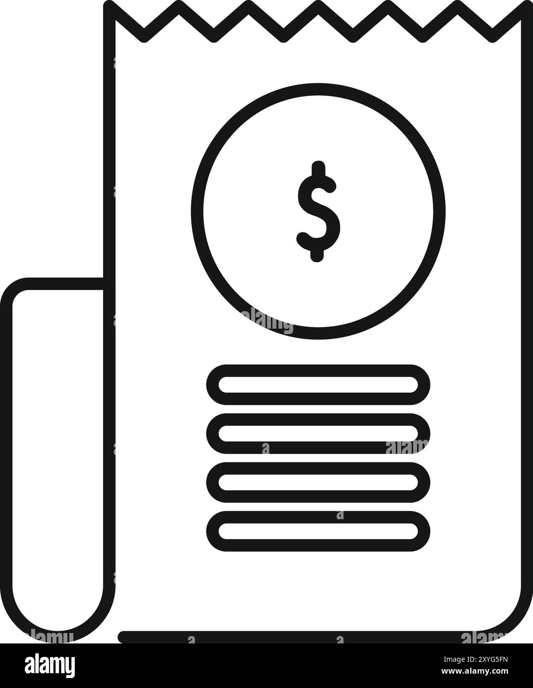 Ricevuta del registratore di cassa che mostra l'importo totale con il simbolo del dollaro Illustrazione Vettoriale