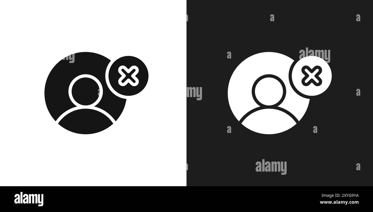 Eliminare il contorno vettoriale del logo dell'icona utente in bianco e nero Illustrazione Vettoriale