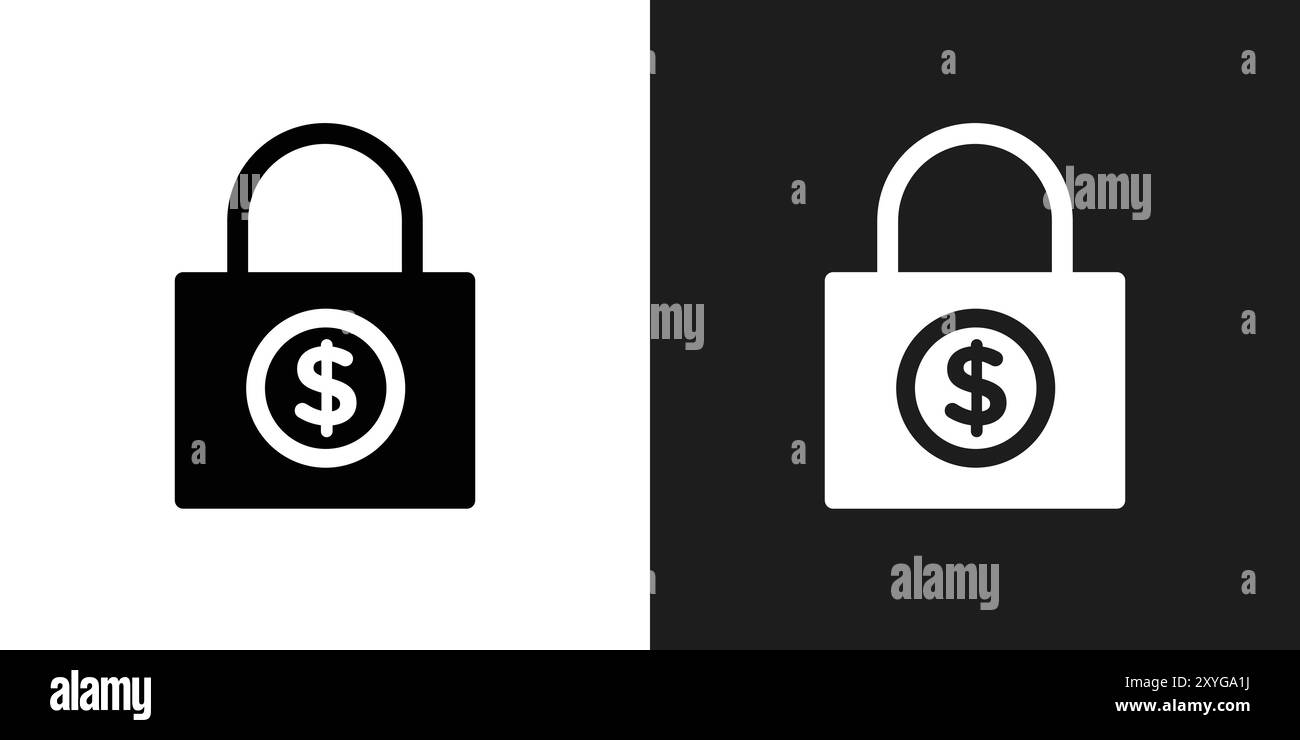 Icona prezzo fisso logo segno vettoriale contorno in bianco e nero Illustrazione Vettoriale