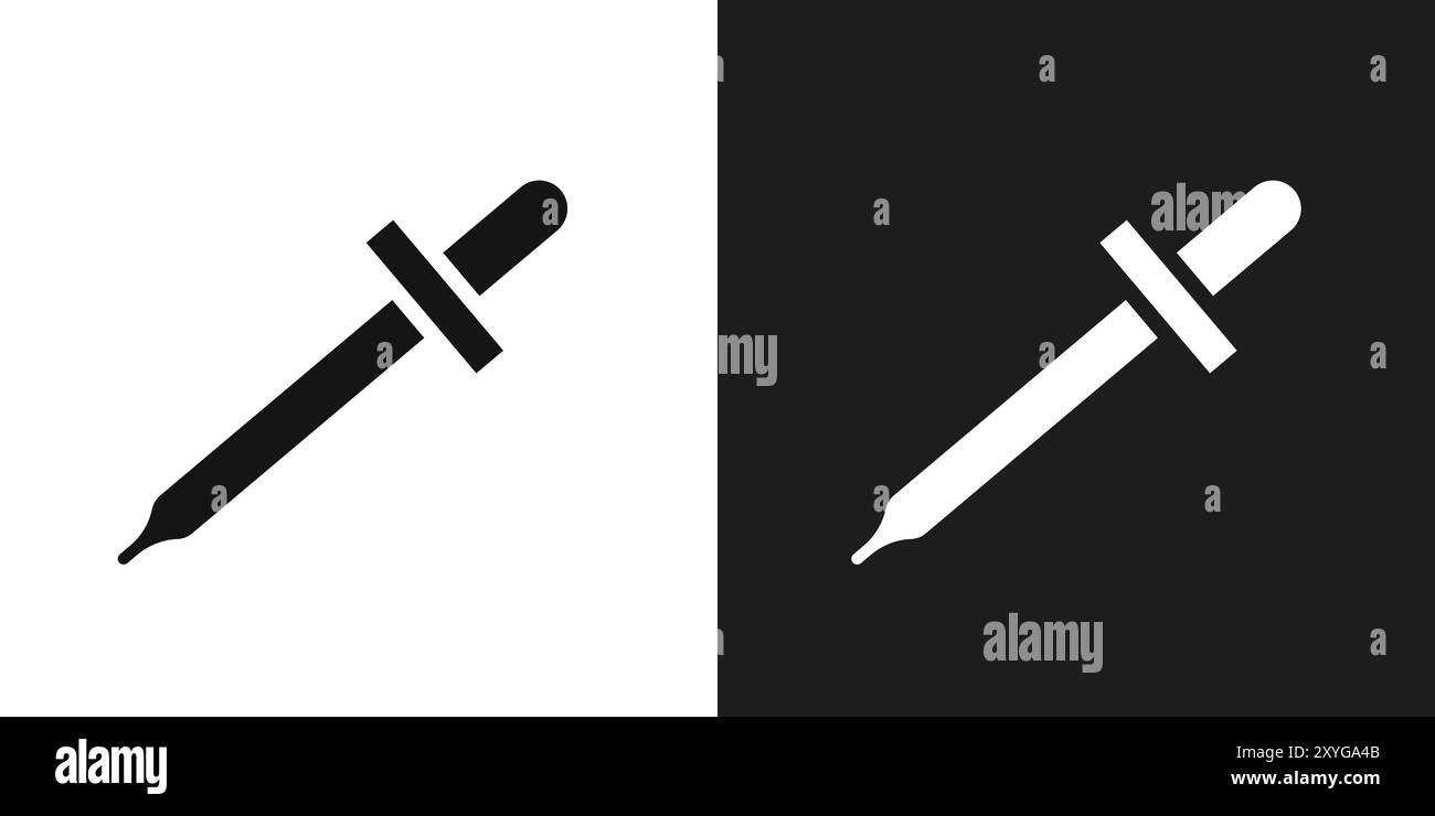 Il logo dell'icona contagocce indica il contorno vettoriale in bianco e nero Illustrazione Vettoriale