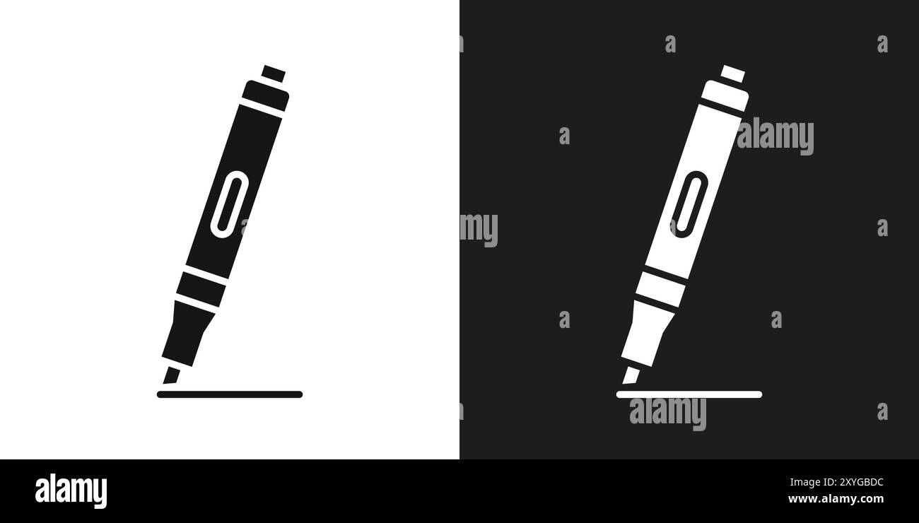 Icona evidenziatore logo segno vettoriale contorno in bianco e nero Illustrazione Vettoriale