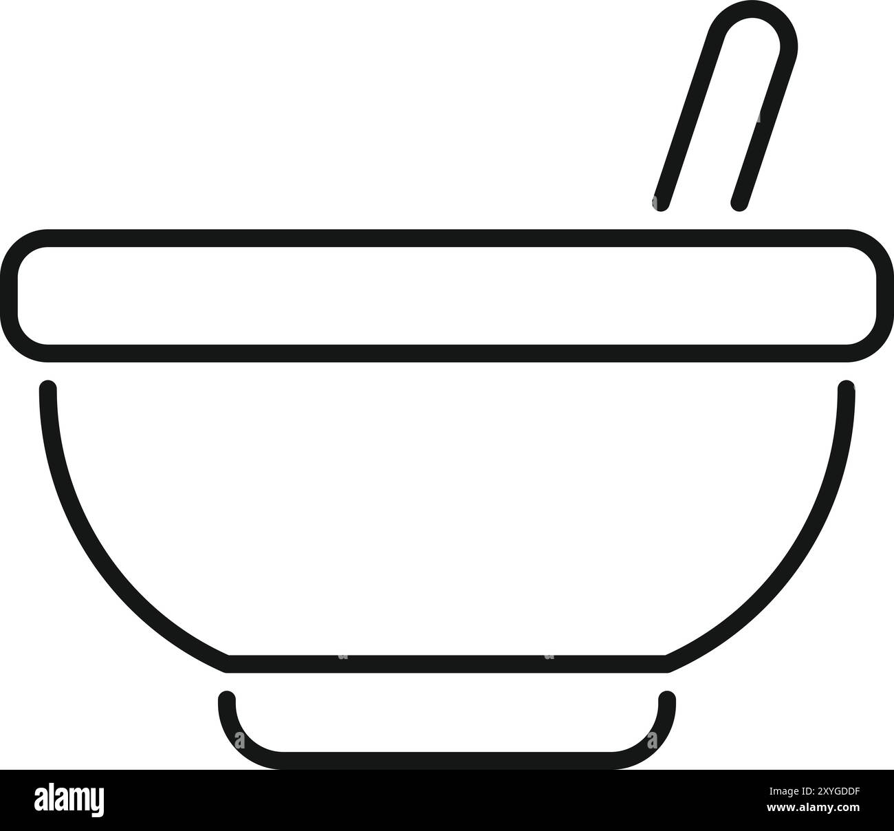 Semplice disegno lineare di un recipiente e frusta, perfetto per ricette, cottura e progetti di cottura Illustrazione Vettoriale