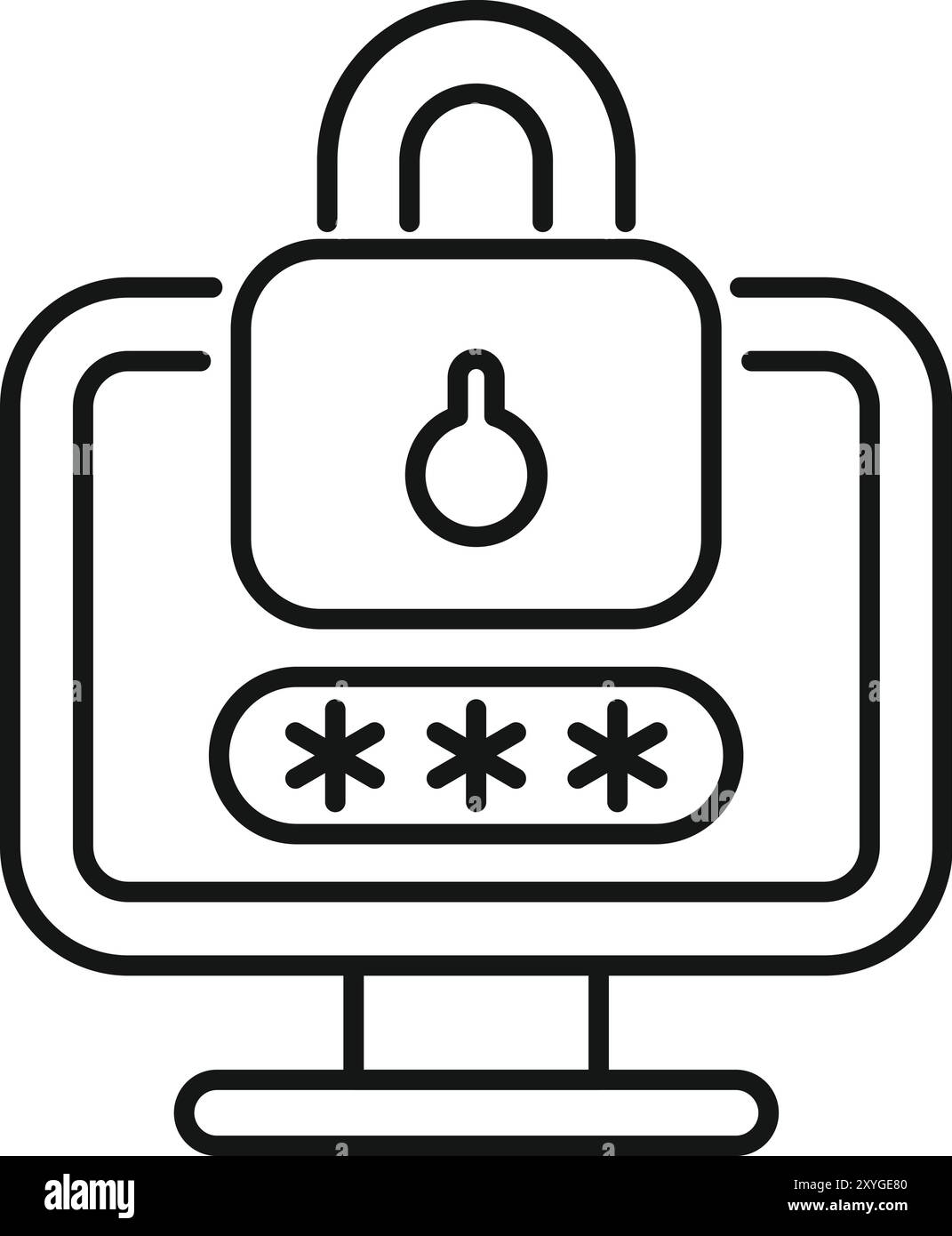 Semplice icona di un sistema di sicurezza del computer che mostra la protezione tramite password con un lucchetto Illustrazione Vettoriale