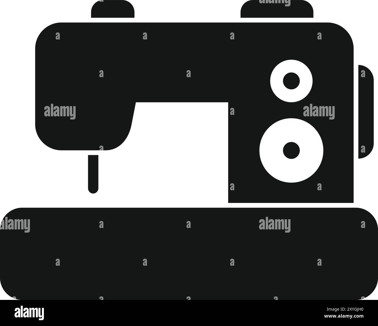 Semplice icona di stile della macchina da cucire, simbolo di sartoria e sartoria, spesso utilizzata nei negozi online e nelle app Illustrazione Vettoriale