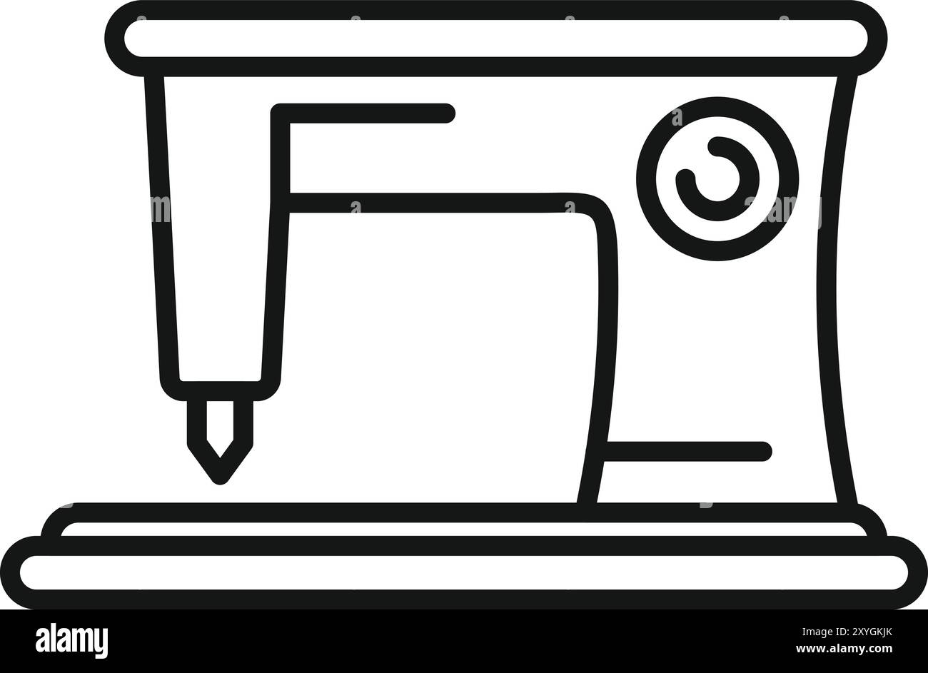 Tessuto ricamato per macchina da cucire con icona vettoriale Needle in action line per app e siti Web Illustrazione Vettoriale