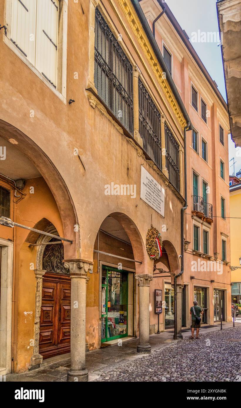 Vista delle strette stradine dell'ex ghetto ebraico medievale di Padova Foto Stock