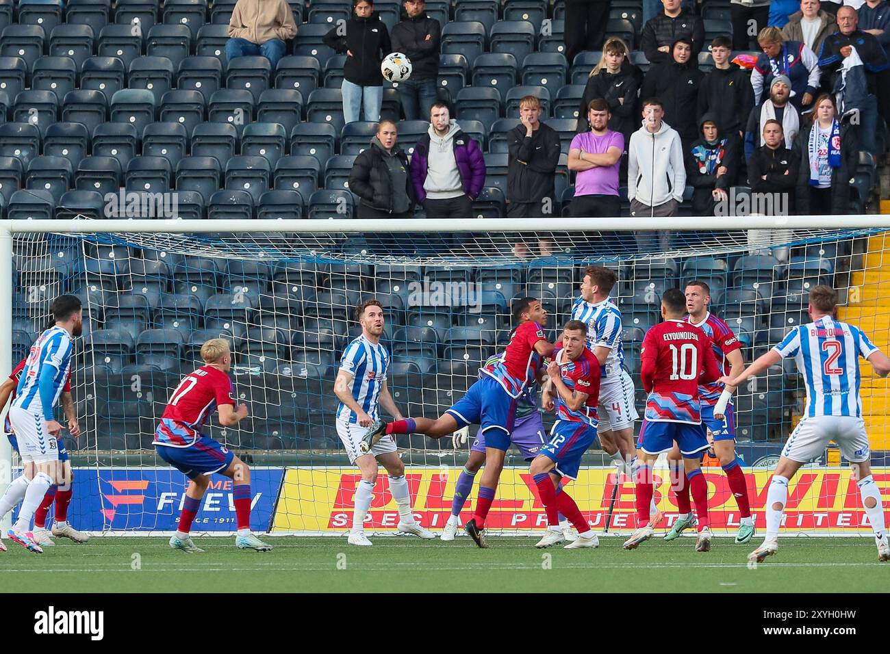 Kilmarnock, Regno Unito. 29 agosto 2024. Il Kilmarnock FC ha giocato con il Copenhagen al Rugby Park, Kilmarnock, in Scozia, nella seconda tappa della European Conference League, pareggio dei play-off. Il punteggio di questa partita è stato Kilmarnock 1 - 1 Copenhagen. I gol furono segnati da Marley Watkins (Kilmarnock 23) in 16 minuti e Lewis Mayo (Kilmarnock 5) in 67 minuti (OG). Il punteggio complessivo è Kilmarnock 1 -3 Copenhagen. Copenhagen passa al turno successivo. Crediti: Findlay/Alamy Live News Foto Stock