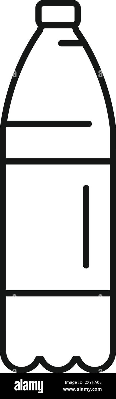 La semplice icona vettoriale di una bottiglia di plastica chiusa con tappo per acqua o succo si trova su sfondo bianco Illustrazione Vettoriale