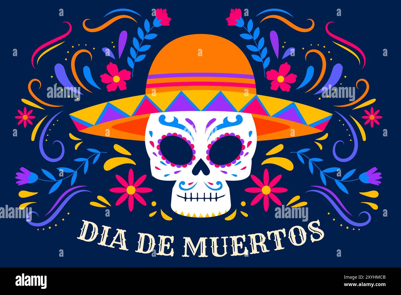 Dia de Muertos o il giorno dell'illustrazione di fondo morto Illustrazione Vettoriale
