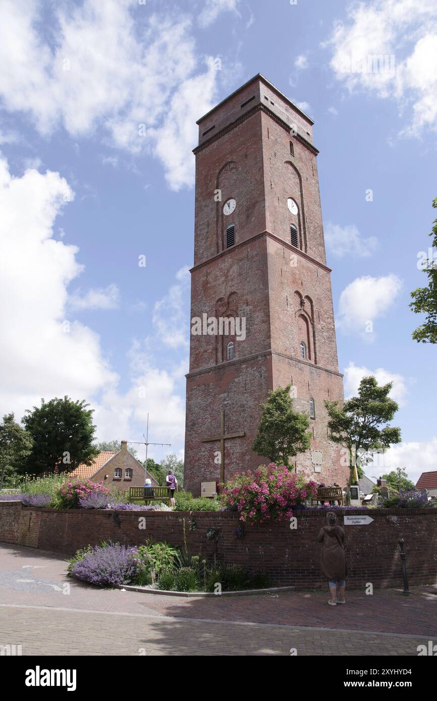 Borkum, vecchio faro, edificio, paesaggio, bassa Sassonia, Germania, il vecchio faro è un punto di riferimento sull'isola di Borkum, in Europa Foto Stock