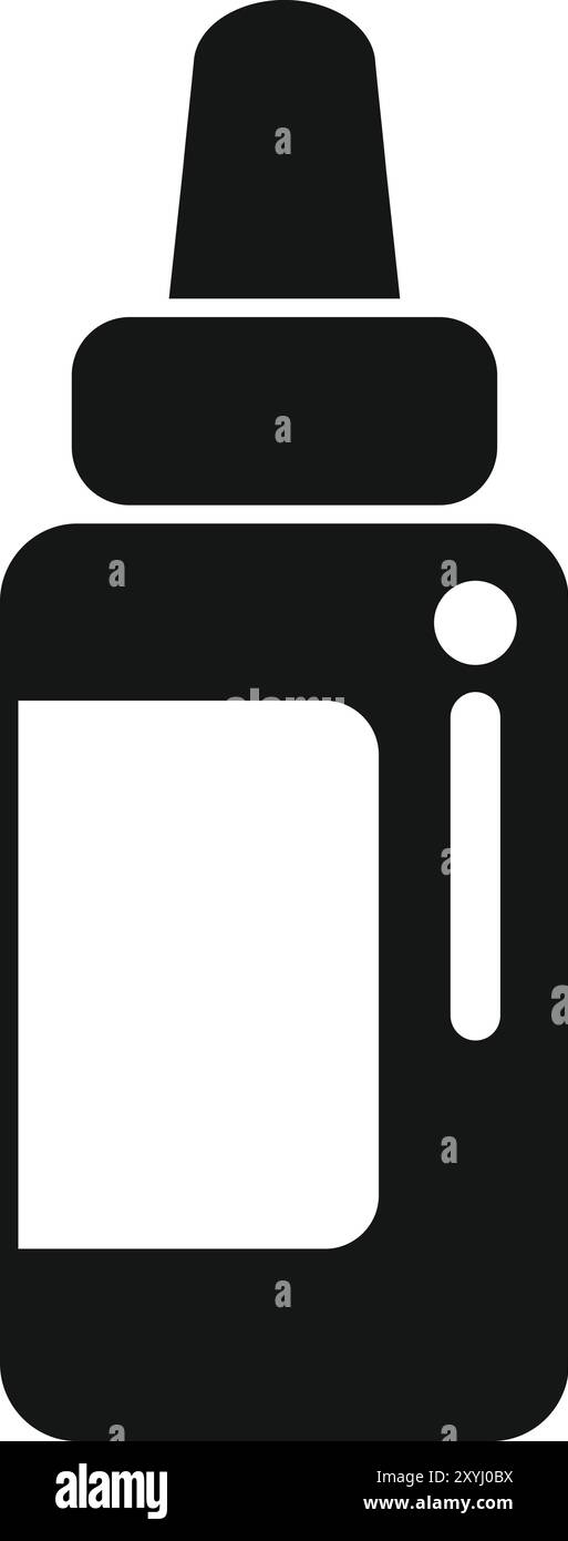 Semplice icona nera di una bottiglia spray nasale, che evoca un senso di salute e sollievo Illustrazione Vettoriale