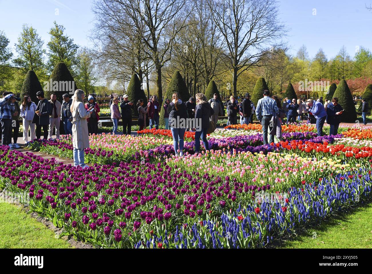 Lisse, Paesi Bassi. Aprile 2023. Visitatori di Keukenhof, un grande giardino primaverile dei Paesi Bassi Foto Stock