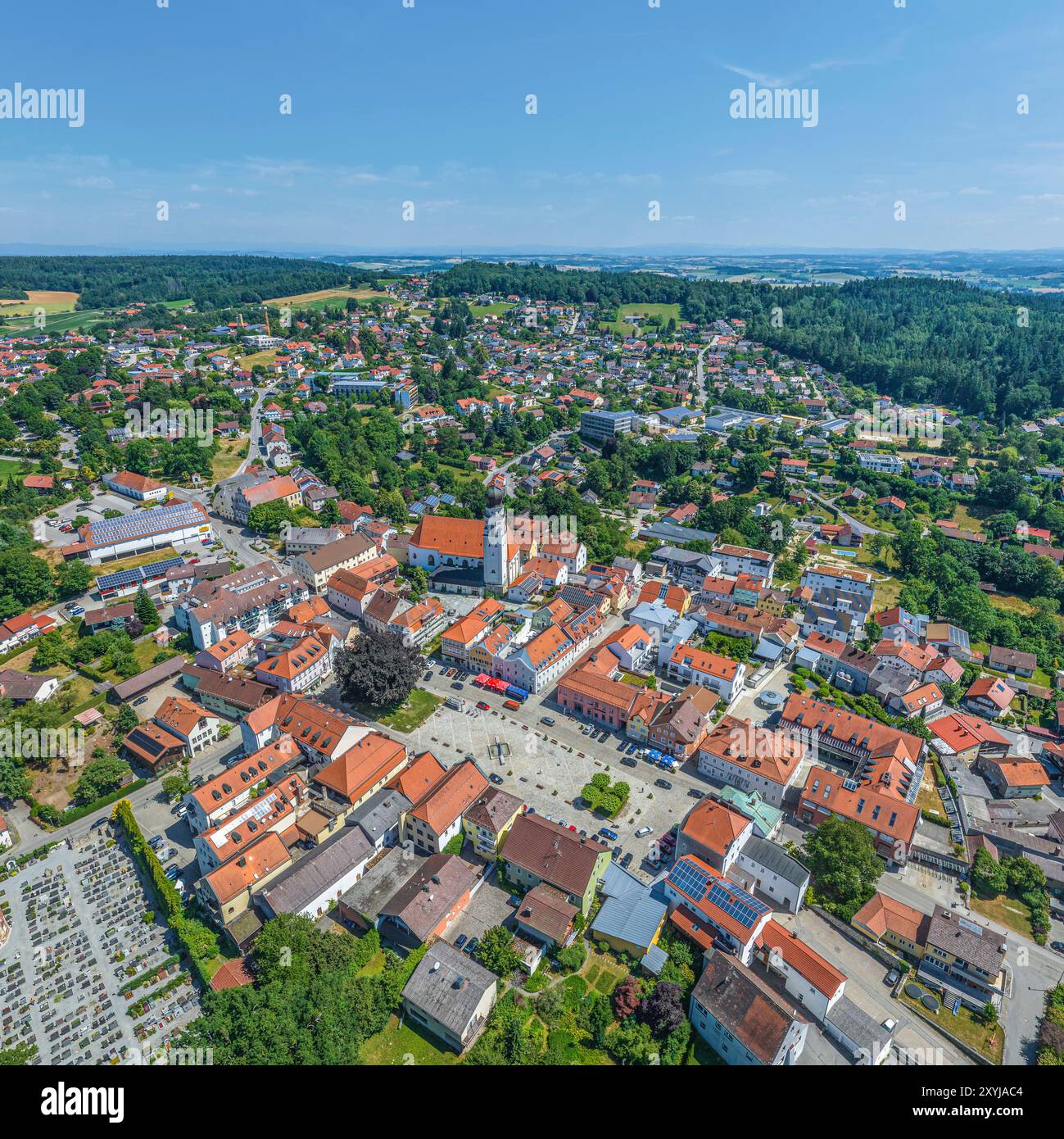Vista aerea di Bad Griesbach nel triangolo termale della bassa Baviera Foto Stock