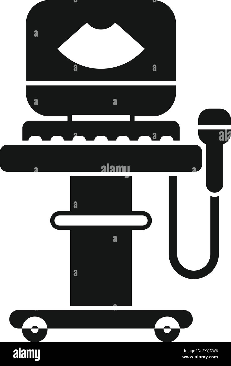 La macchina a ultrasuoni mostra la silhouette del bambino durante l'esame di gravidanza Illustrazione Vettoriale