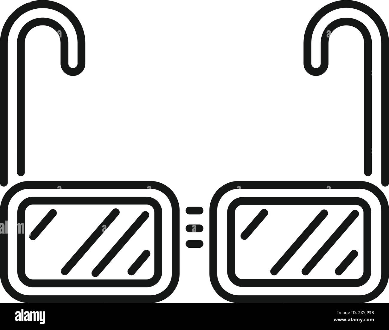 Questa semplice icona con linea nera è caratterizzata da un paio di occhiali che simboleggiano la visione e la vista Illustrazione Vettoriale