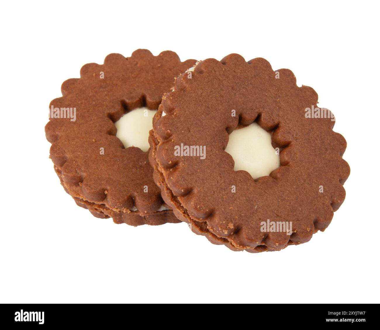 biscotti sandwich doppi isolati su sfondo bianco Foto Stock