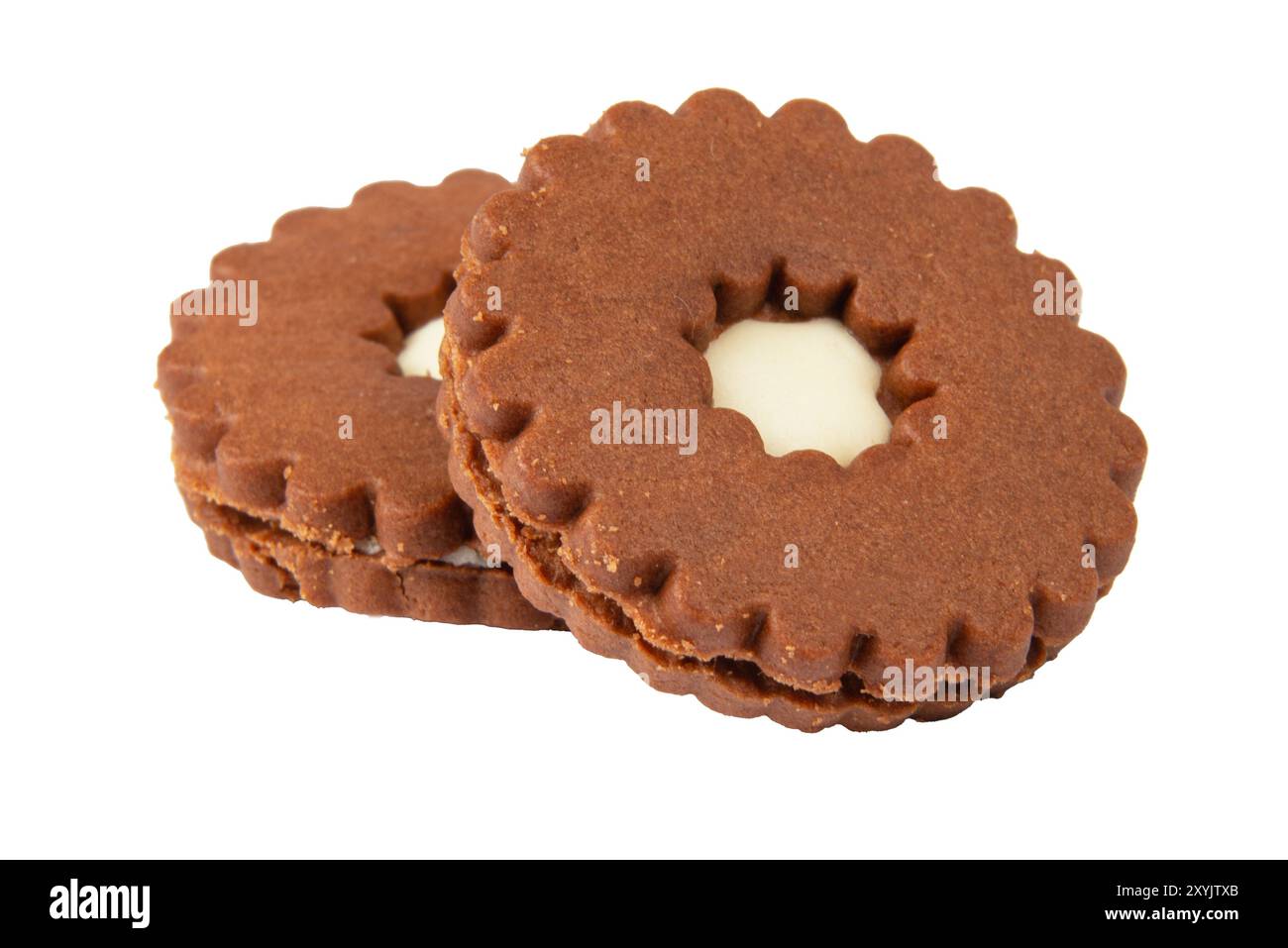 biscotti sandwich doppi isolati su sfondo bianco Foto Stock