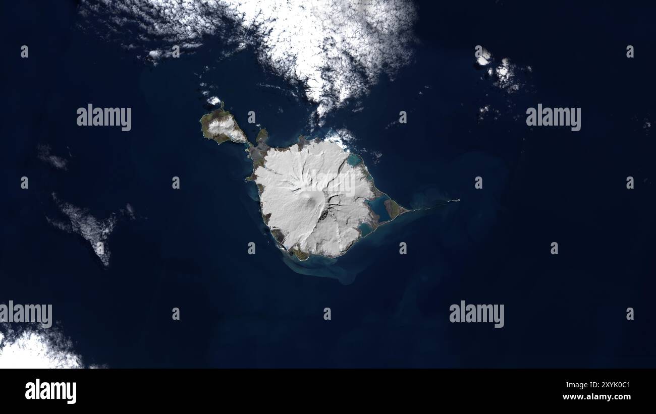 Heard Island nell'Oceano Indiano su un'immagine satellitare scattata il 7 novembre 2017 Foto Stock