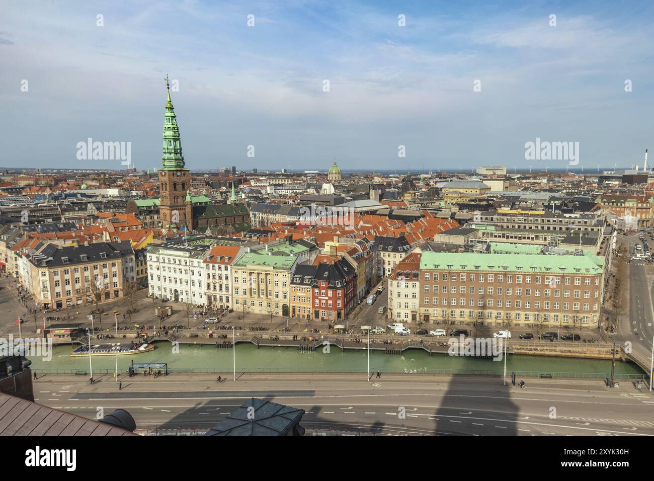 Copenhagen vista aerea dello skyline della città, Copenhagen DANIMARCA Foto Stock