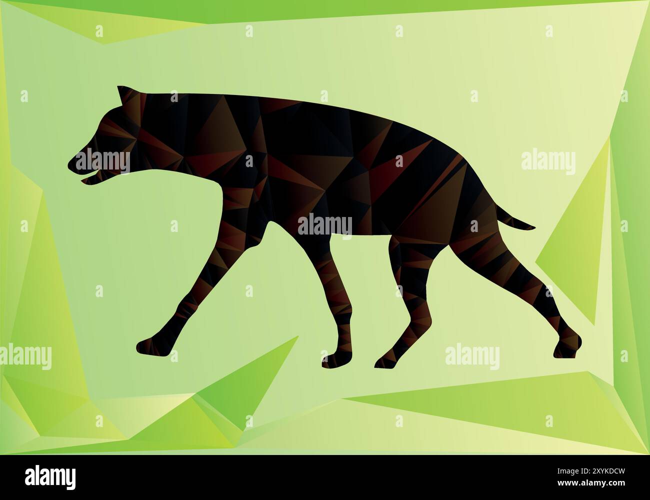 Illustrazione vettoriale Wild Hyena Poly art grafica sfondo geometrico verde astratto Illustrazione Vettoriale