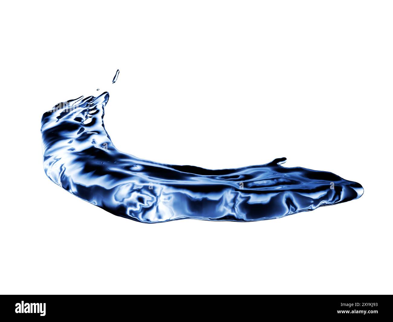 Spruzzi d'acqua attorcigliati su sfondo isolato. Spruzzi di bevande fresche. rendering 3d. Foto Stock