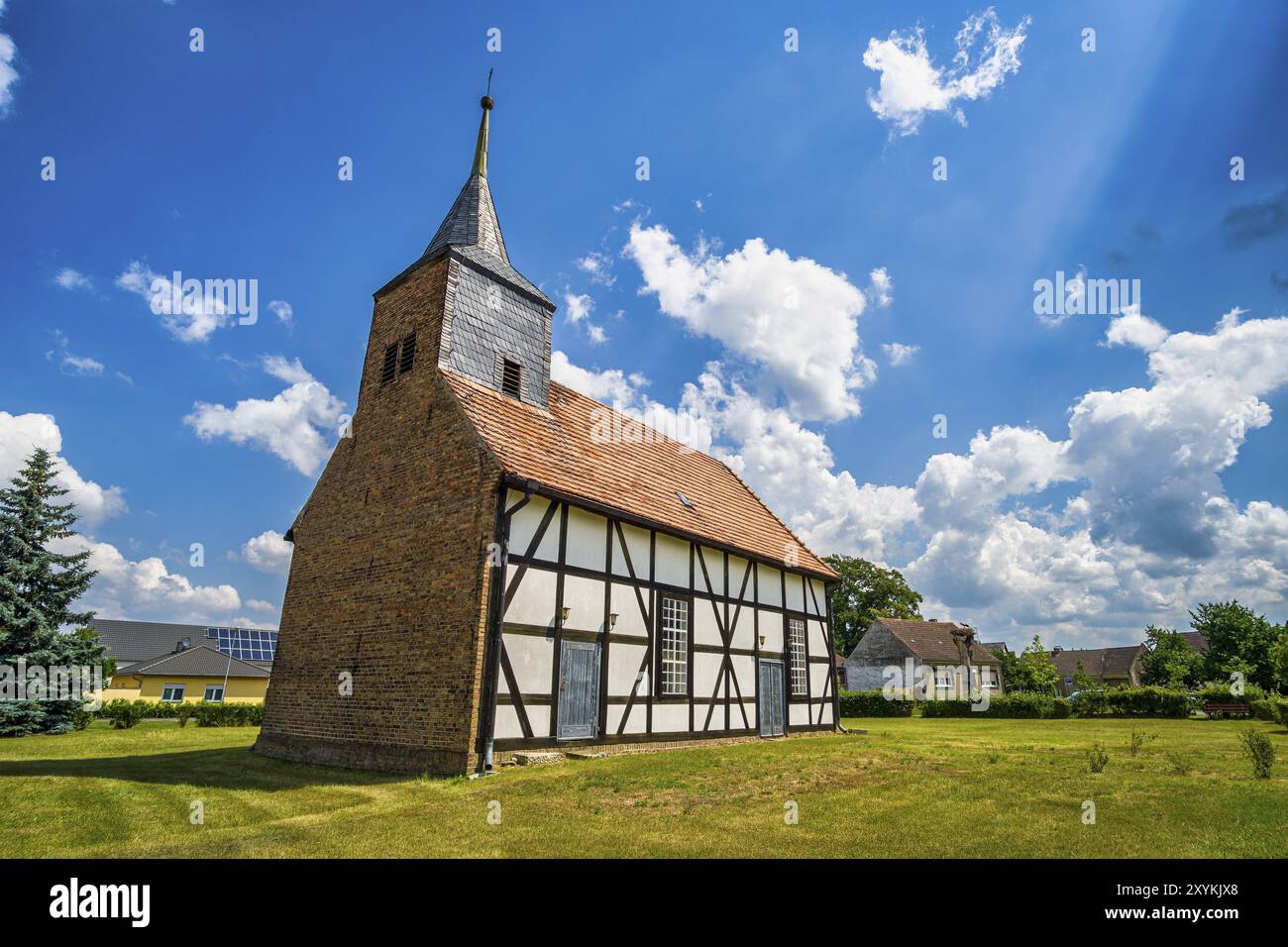 Duemde Village Church, Teltow-Flaeming District, Brandeburgo, Germania, Europa Foto Stock