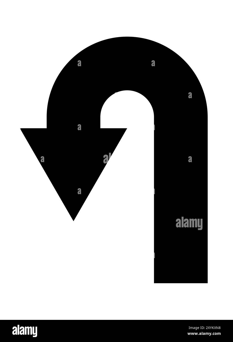 freccia rivolta indietro, silhouette vettoriale in bianco e nero illustrazione del simbolo di forma curva curva curva curva curva Illustrazione Vettoriale