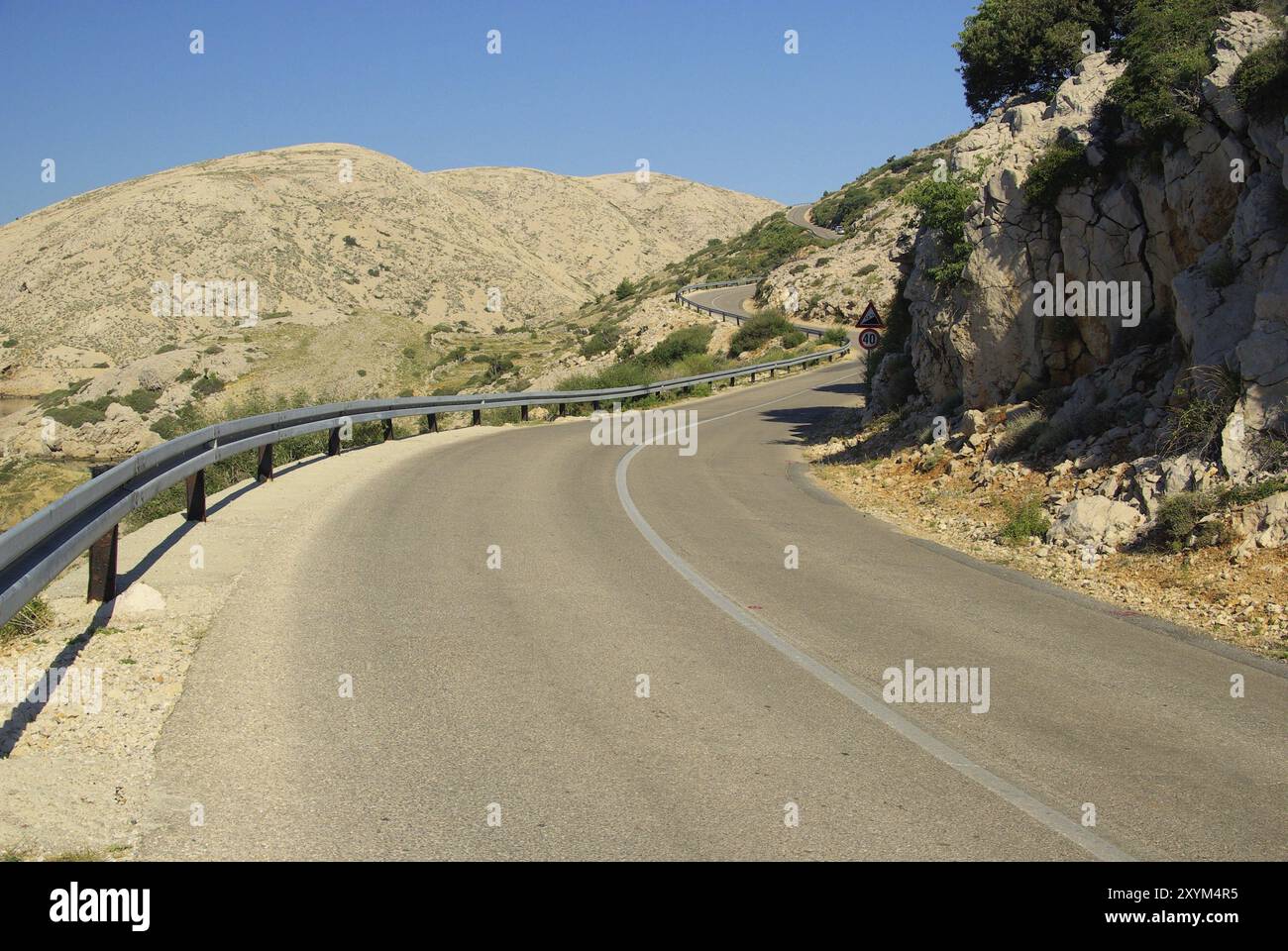 Strada costiera Stara Baska, strada costiera Stara Baska Foto Stock