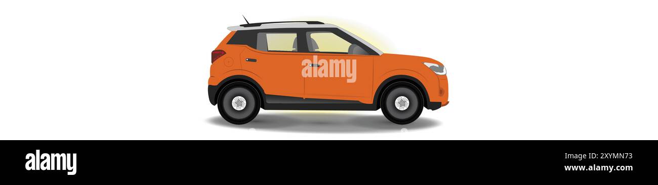 Orange taxi XUV isolato quattro ruote trasporto automobile grafica illustrata PNG bambini illustrazione auto royalty free auto EPS elettrico Illustrazione Vettoriale