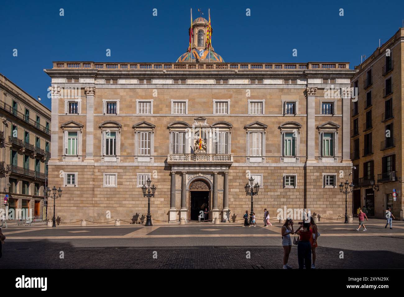 Barcellona, Spagna - 2 agosto 2024: Esterno del Palau de la generalitat a Barcellona. Foto Stock