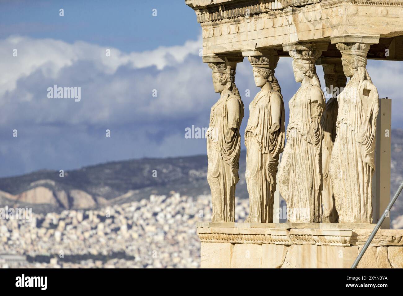 Splendida vista di Eretteo ad Atene in Grecia Foto Stock