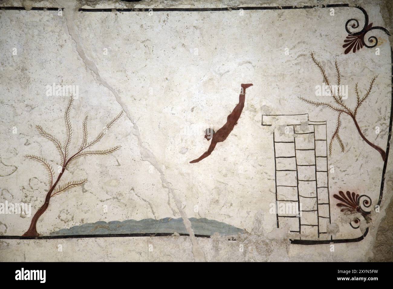 La tomba dell'alto maglione a Paestum Foto Stock