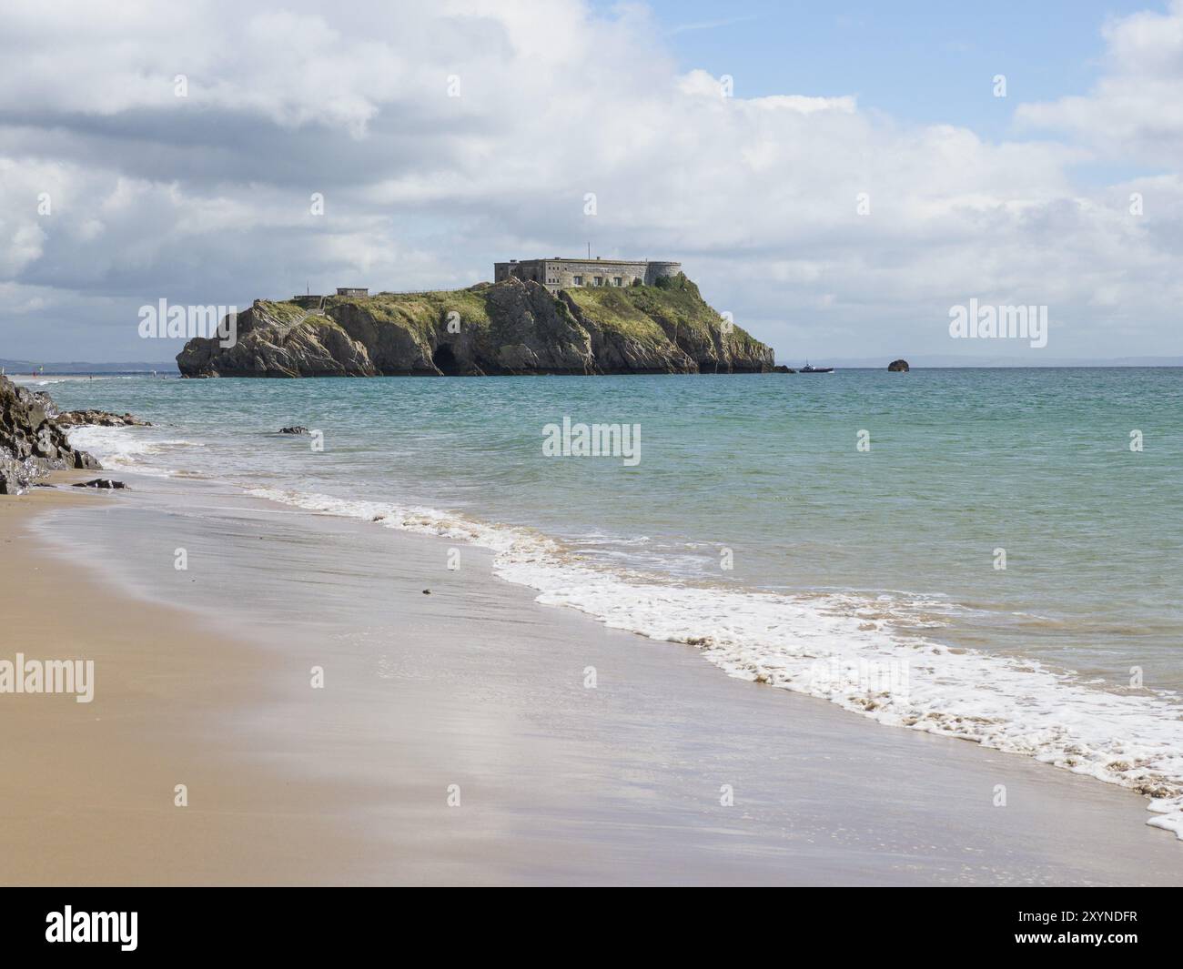 St Catherine's Fort sull'isola di St Catherine, sulla costa del Galles, Regno Unito, Europa Foto Stock