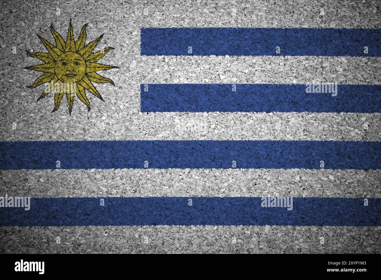 La bandiera uruguaiana dipinta su una tavola di sughero Foto Stock