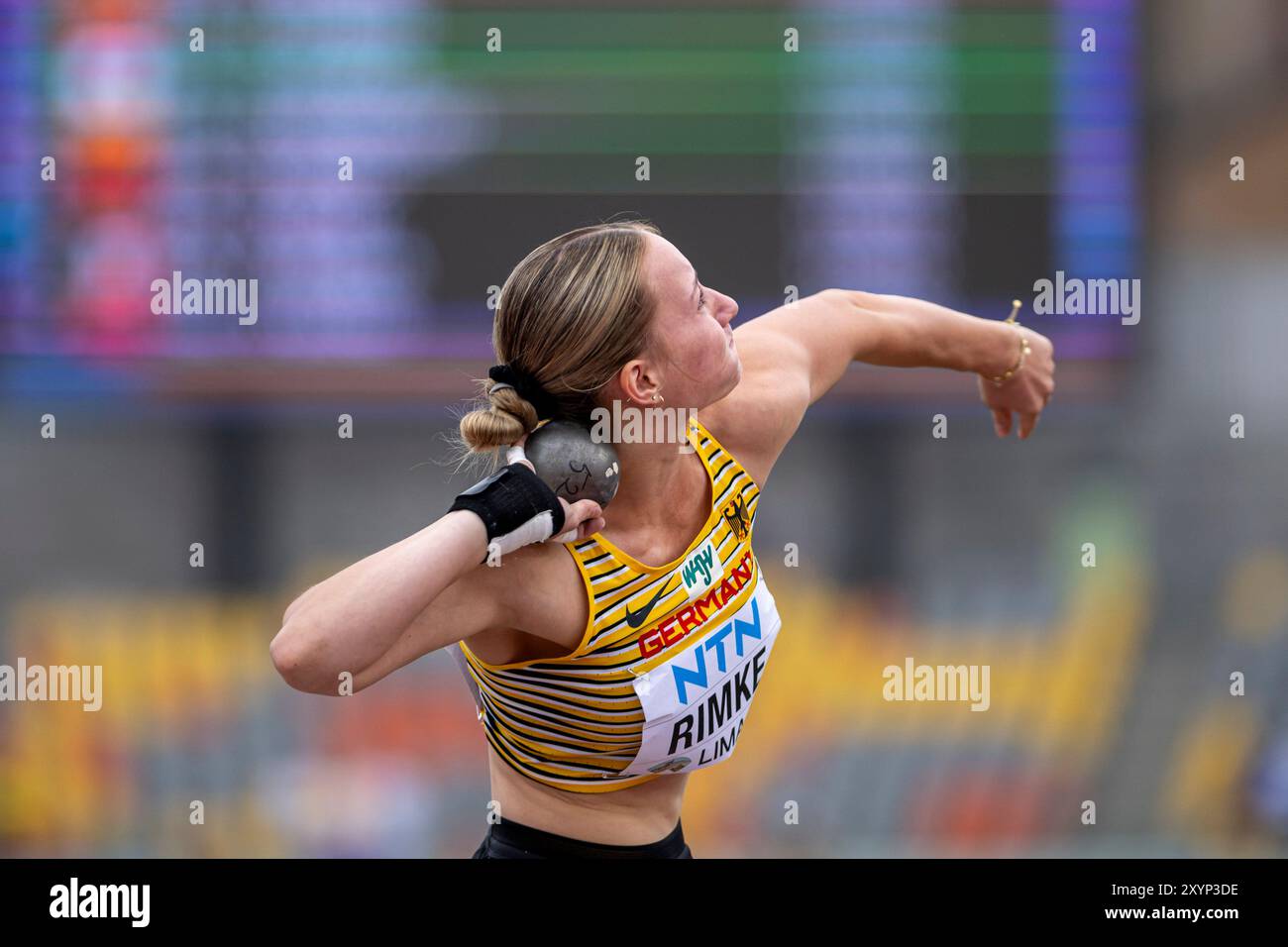 Chantal RIMKE (LC Jena), GERMANIA, Shot Put Women PER, Leichtathletik, Athletics, U20 World Athletics Championships Lima 24, U20 Leichtathletik Weltmeisterschaften, 30.08.2024, foto: Eibner-Pressefoto/Jan Papenfuss Foto Stock