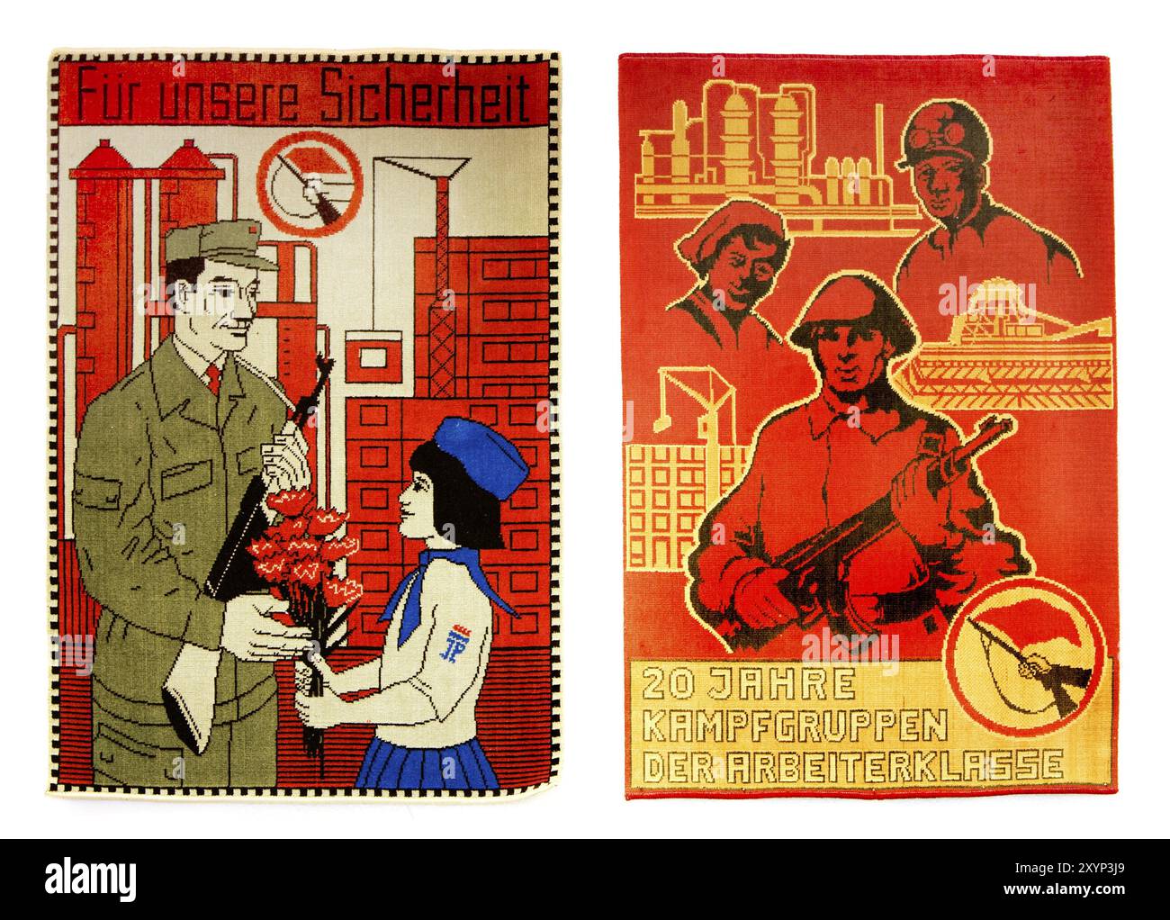 Arazzo con motivi dell'esercito della rdt, museo della stasi berlino, germania Foto Stock