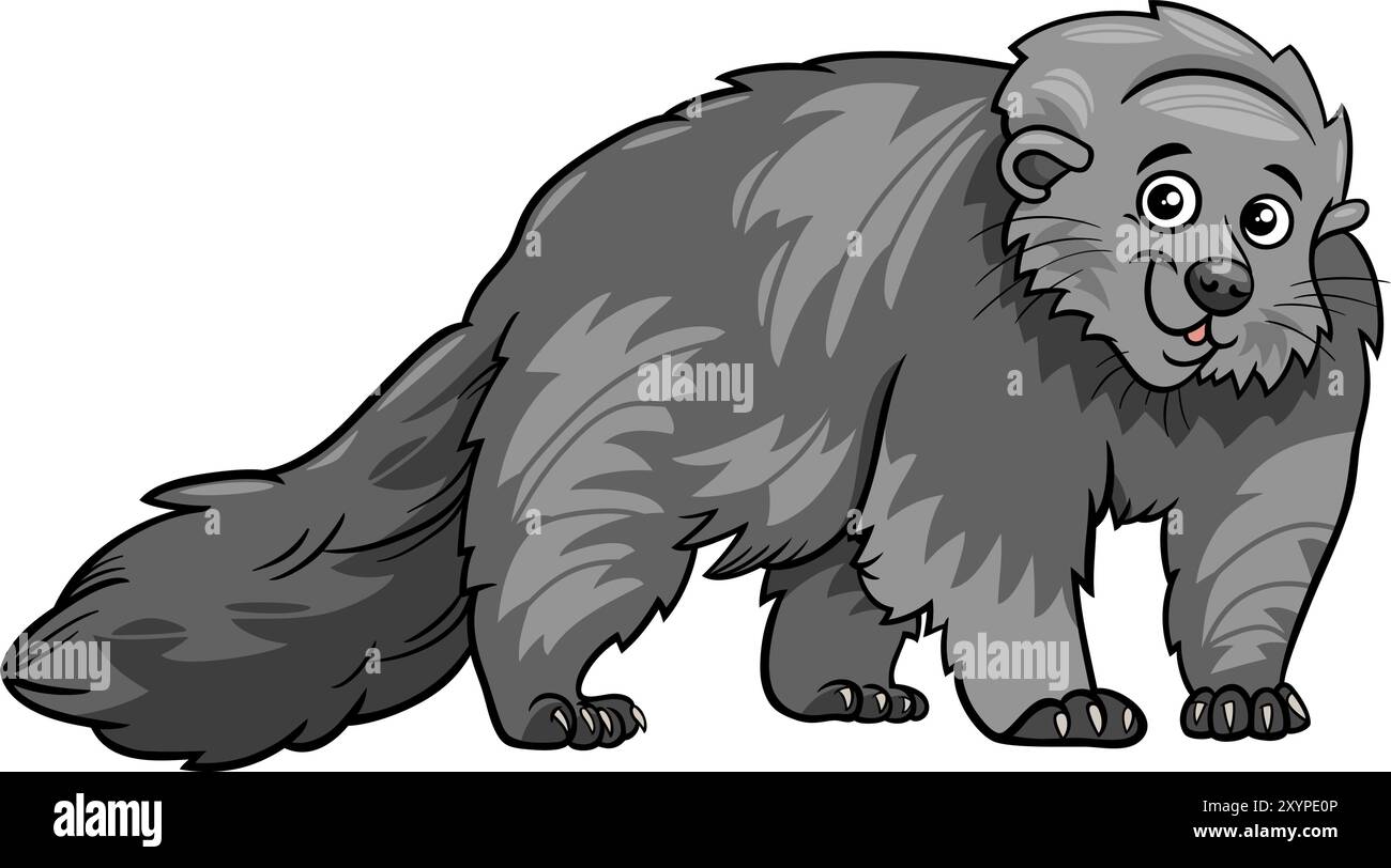 Illustrazione a cartoni animati del divertente bearcat o del personaggio di un animale selvatico binturong Illustrazione Vettoriale