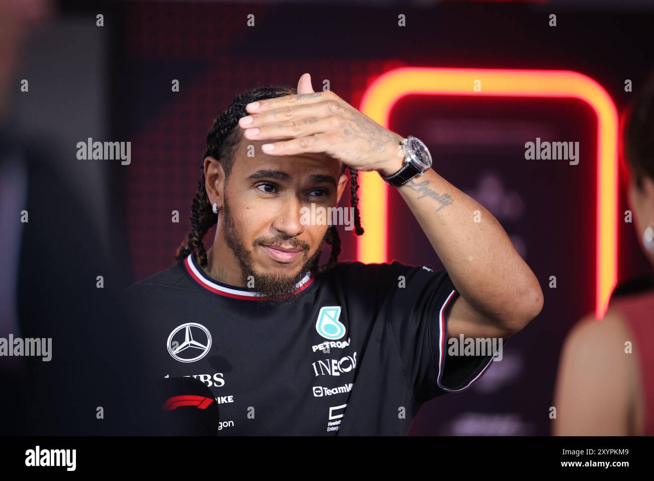 44 Lewis Hamilton (Mercedes AMG Petronas Formula One Team, #44), ITA, Formel 1 Weltmeisterschaft, Gran Premio d'Italia, Freies Training 2, 30.08.2024 foto: Eibner-Pressefoto/Annika Graf Foto Stock