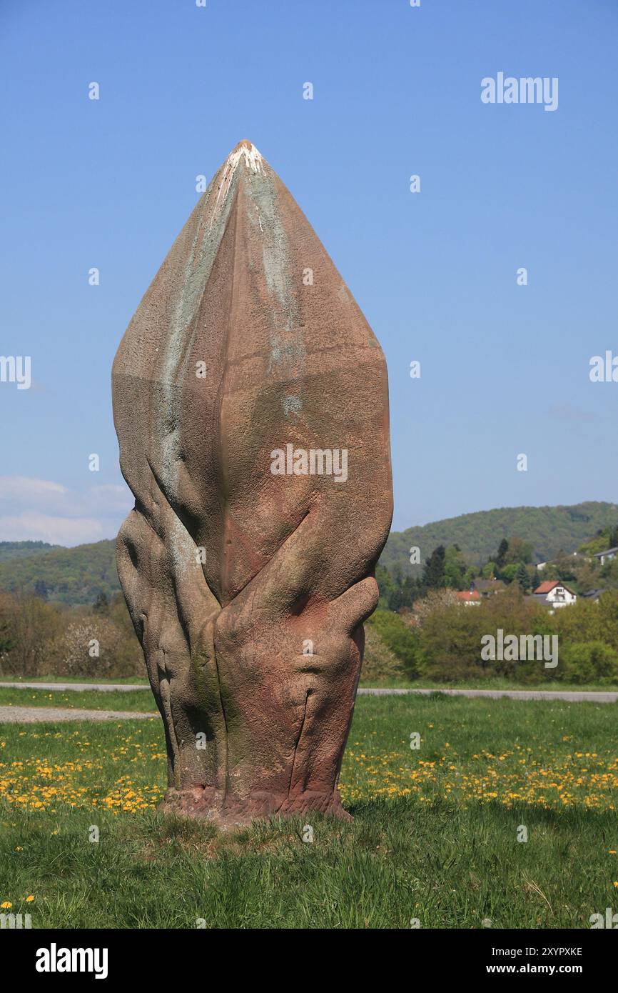 Scultura sulla strada delle sculture nella regione di Sankt Wendel Foto Stock