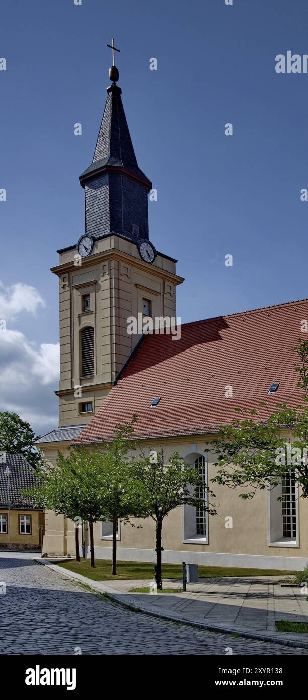 Chiesa protestante a Trebbin, distretto di Teltow-Flaeming, stato di Brandeburgo, Germania, Europa Foto Stock