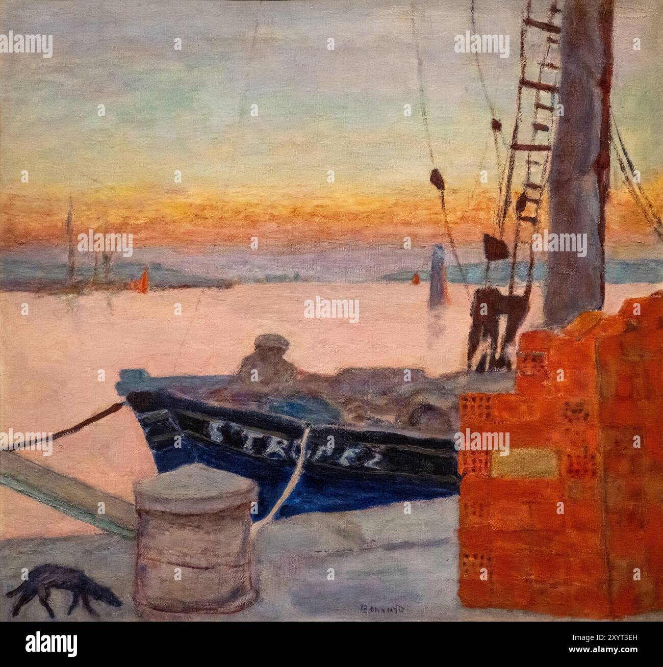 Dipinto di Pierre Bonnard chiamato The Barge 'St. Tropez' nel porto di Cannes dipinto 1926 Foto Stock